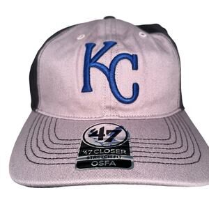 '47 Kansas City Royals Clean Up Gray Adjustable Strap Hat Dad Cap